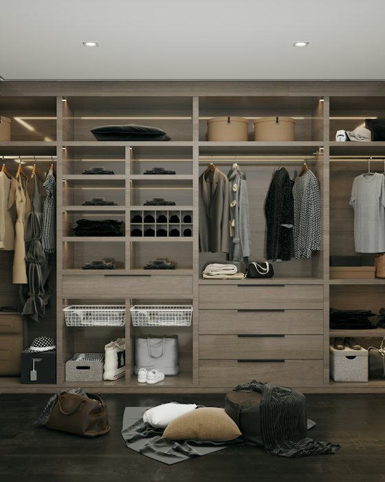 Example photo of an organized walk-in closet